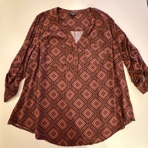 Torrid Harper Black and Pink Patterned Blouse